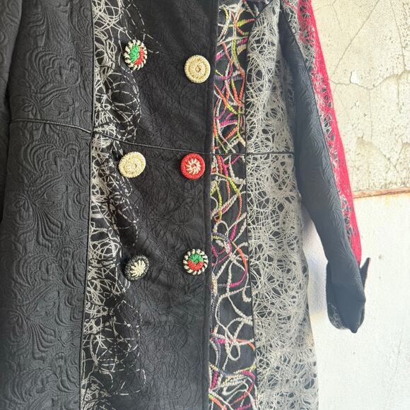 Boho Embroidered Coat Long Statement Artsy Jacket European Maximalist Womens M - Picture 7 of 12